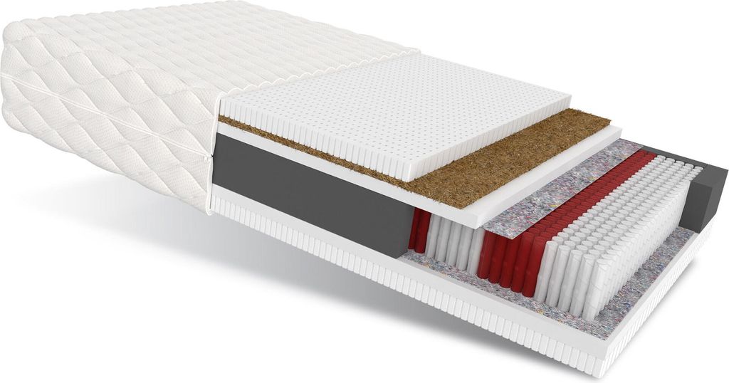 Matratze 80x200 cm BRAVO 7 Zonen H3 H5 Taschenfederkern Kokos Latex Höhe ca. 24 cm mit waschbarem Bezug Premium Jersey