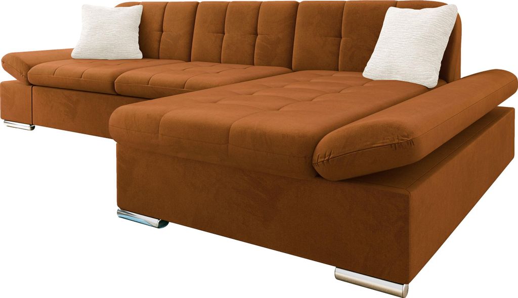 MIRJAN24 Ecksofa Malwi Premium, Polsterecke, L-Form Schlafsofa, Eckcouch mit Bettkasten (Farbe: Piano 21 + Mokka 03, Seite: Rechts)