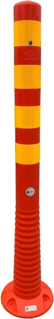 Absperrpfosten 100 cm flexibel orange Folie flour gelb