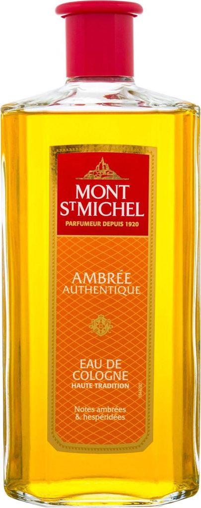 A bottle of Mont St Michel Ambree Authentique Eau de Cologne.