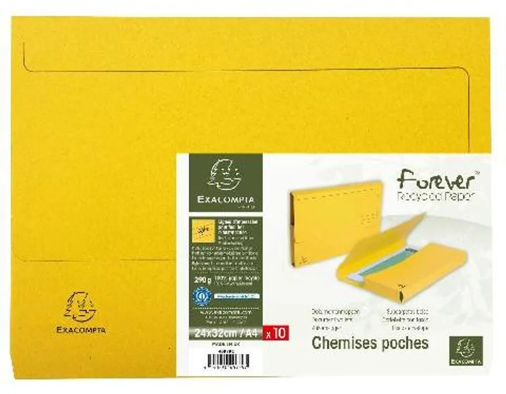 Chemises de classement Jaune 210g Forever Exacompta 24x32cm - 100 pcs