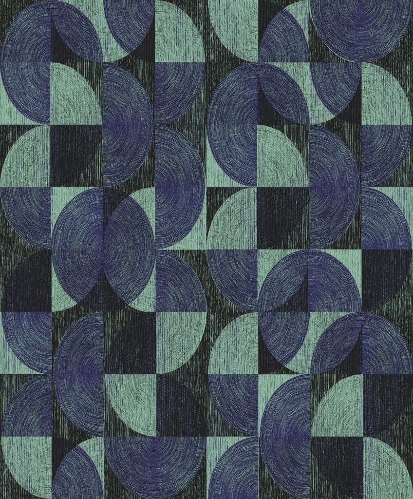 Khroma by Masureel Tapete geometrisches Motiv Blau - 630809 - 53 cm x 10.05 m