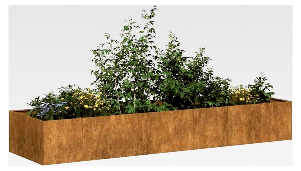 Pflanzkübel Rost 280x80x40 cm Wetterfester Stahl, Hochbeet für Balkon, Garten und Terrasse