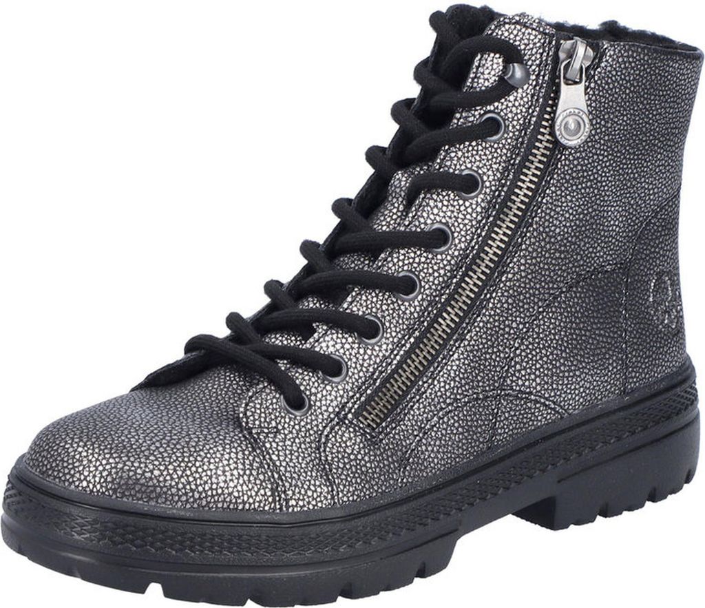 Rieker Damen Stiefelette Schnürboot Warmfutter Profilsohle N0031, Größe:38 EU, Farbe:Silber