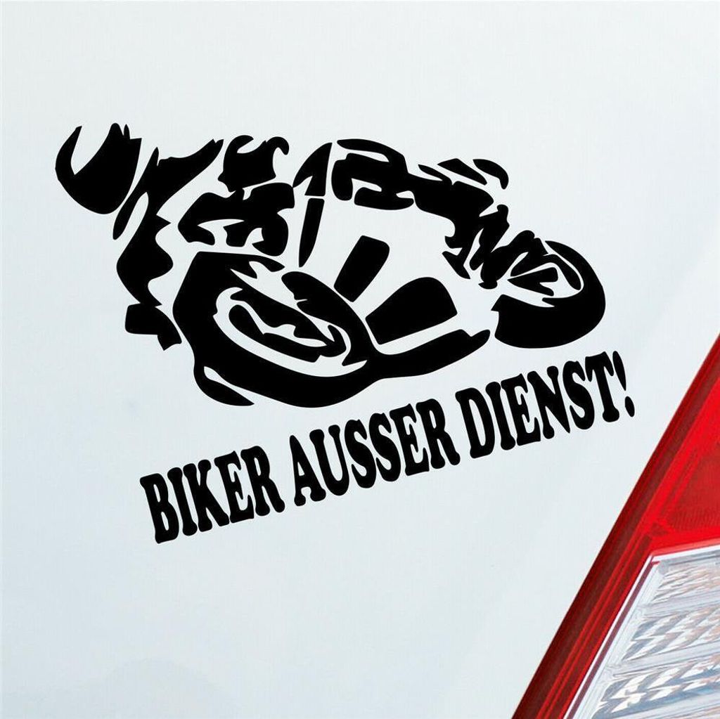 Auto Aufkleber Motorrad Biker ausser Dienst! Moped Bike Produktbild 