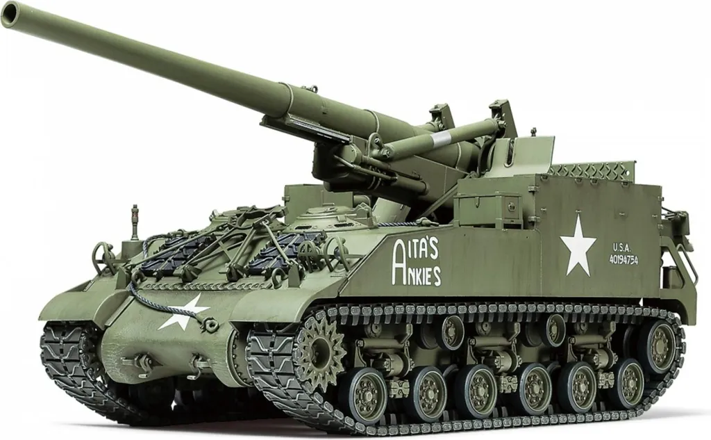 Maquette de Char US M40 Obusier 155mm Tamiya 1:35 avec 8 Figurines Artillerie