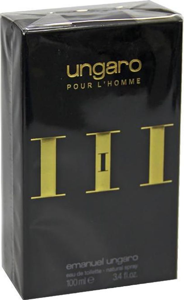 A black box of Emanuel Ungaro Pour L'Homme III Eau De Toilette Spray.