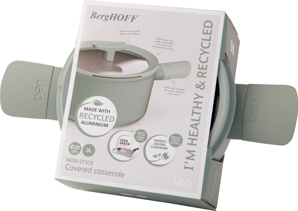 Balance casserole, anti-adhésive, 20 cm, 3 L, sauge, Image du produit 