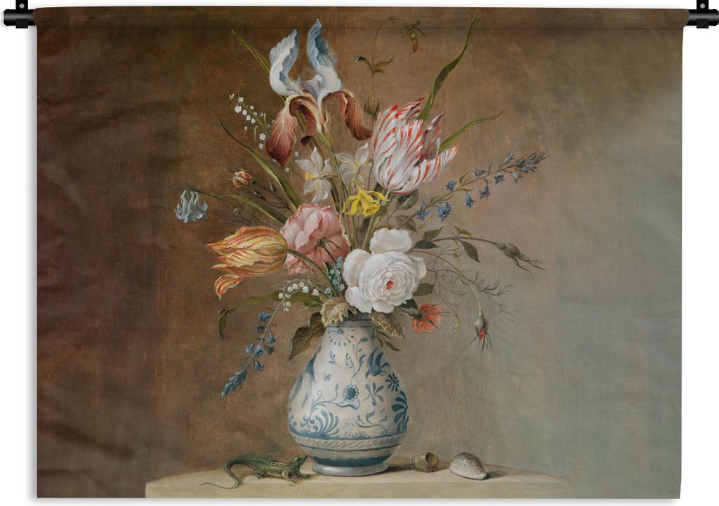 MuchoWow Wandteppich Wandbehang Alte Meister - Blumen - Balthasar van der Ast 60x45 cm Tapisserie Dekoration Wandtuch - Das Schlafzimmer