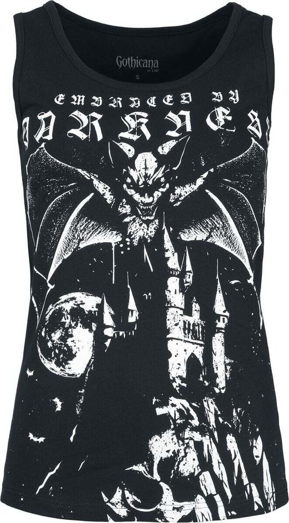 Gothicana by EMP Damen schwarzes Top mit Fledermaus-Design XXL