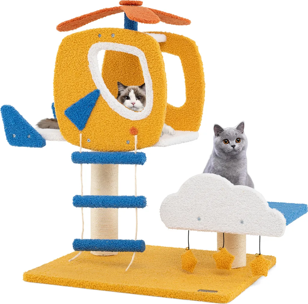 Arbre à Chat Anti-Griffures pour Meubles - Structure Stable Jaune 76cm