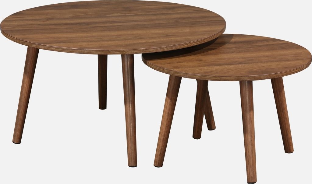 sweeek - Set aus 2 runden Couchtischen - Nussbaumfarben Produktbild 4