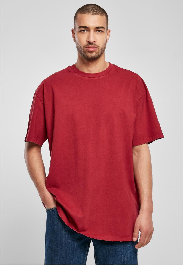 Urban Classics TB4964 | Oversized Distressed Tee Männer T-Shirt - Farbe: brickred - Größe: 5XL