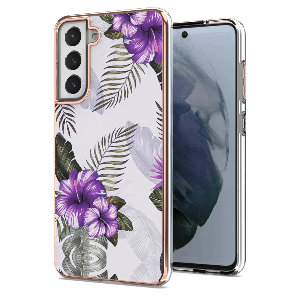 Custodia per Samsung Galaxy S21 FE 5G, custodia in silicone TPU antiurto a fantasia Purple