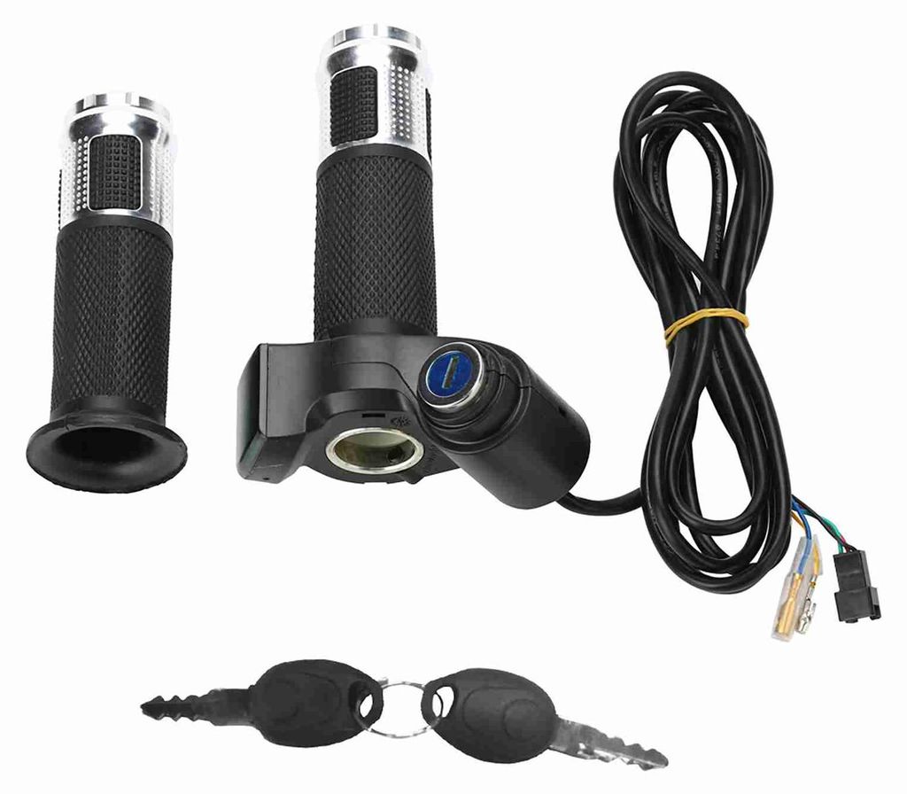 5-adriges LED-Spannungsdisplay mit Drehgasgriff, universell für E-Bikes und Roller mit 12–99 V (silber)