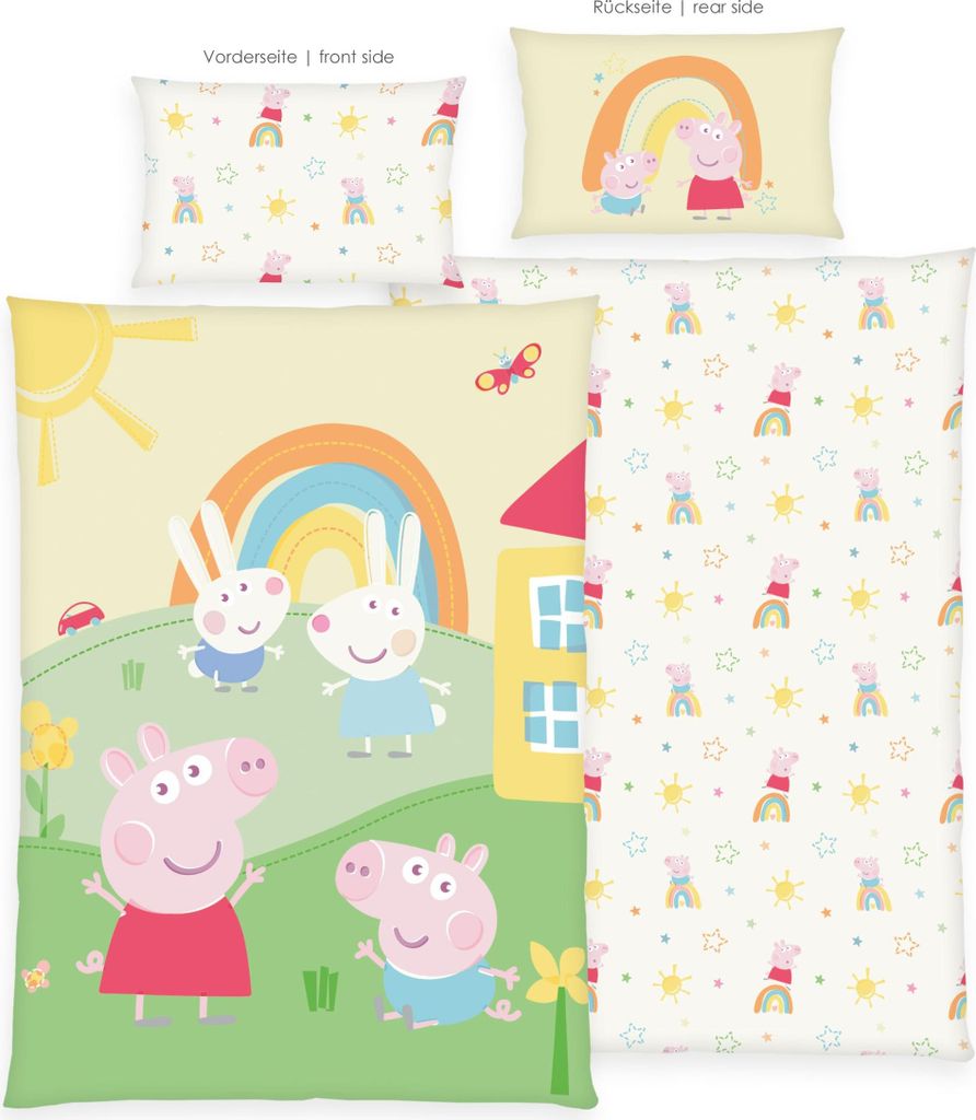 Herding Kinder-Wendebettwäsche Peppa Pig" bunt 1x 100x135 cm + 1x 40x60 cm"