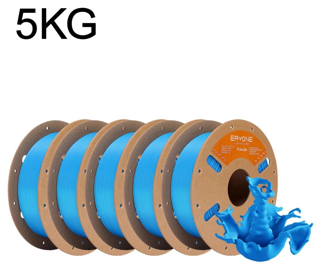 PLA 3D-Drucker Filament - PLA Lite 1,75 mm - 5 kg Spule - Für FDM 3D-Drucker - Geringe Schrumpfung - Blau