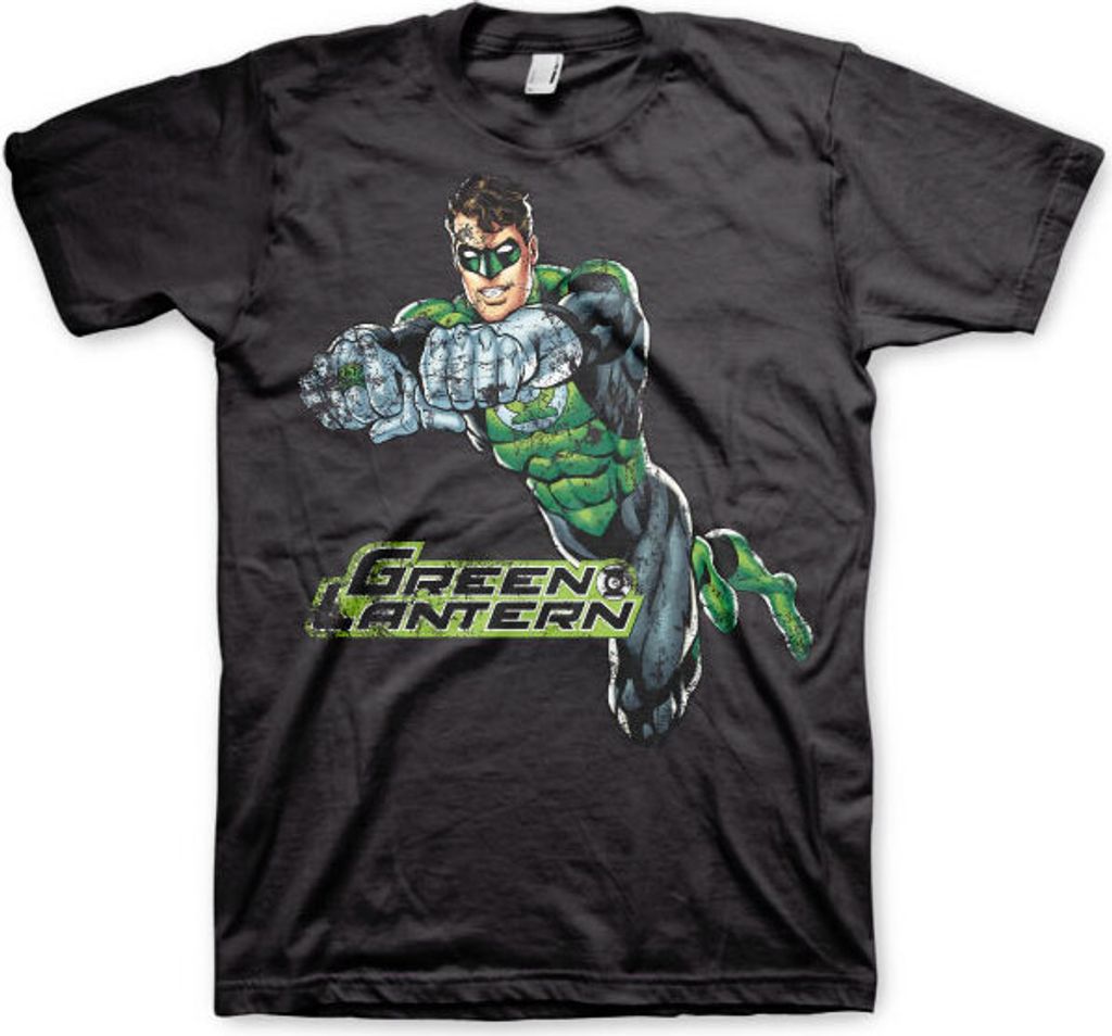 Green Lantern Distressed T-Shirt - XX-Large - Black
