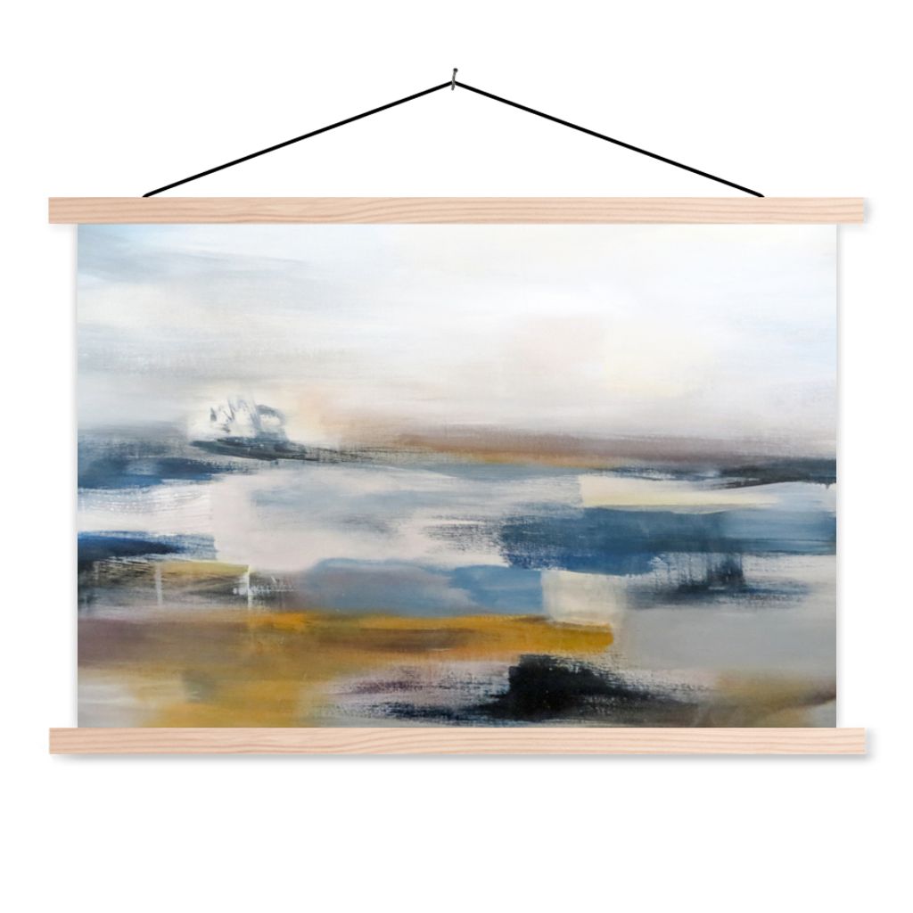MuchoWow Textilposter Ölgemälde - Abstrakt 120x80 cm mit holzfarbenen Rahmen - Aufhängeset