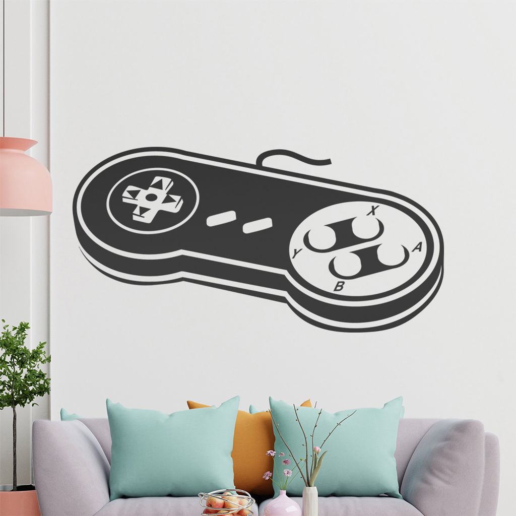 KIWISTAR Retro Controller - Oldschool Gamepad SNES Wandtattoo in 6 Größen - Wandaufkleber Wall Sticker - Dekoration, Küche, Wohnzimmer, Schlafzi...