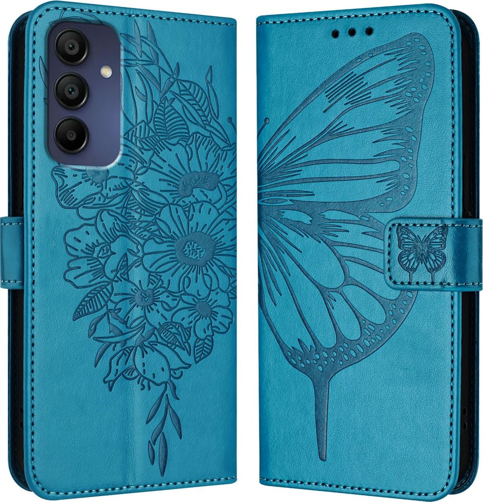 Mobigear Butterfly Samsung Galaxy A16 Hülle Klapphülle Geldbörse - Blau