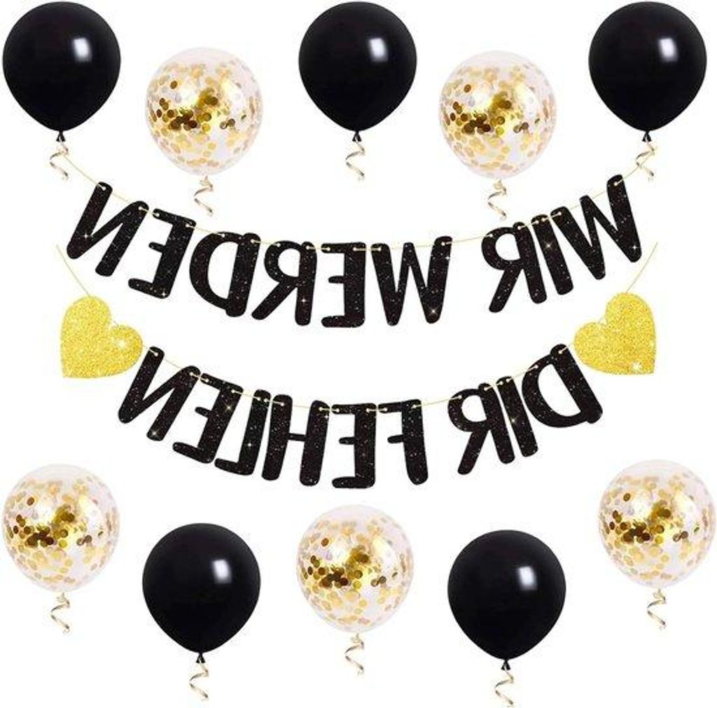 Pensioen Feestdekoration mit Ballons, gold silber