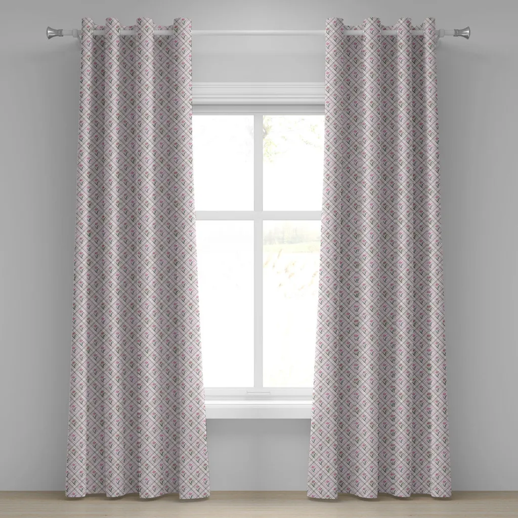 ABAKUHAUS Tenda a Occhielli 280x225cm - Design Floreale Malva Rosa