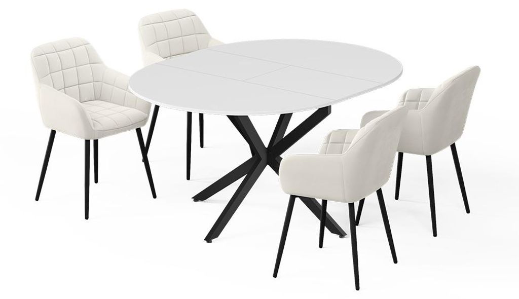 Set di tavoli da pranzo Vicco Loyd Bianco/Nero 120 x 120 cm Immagine del prodotto 