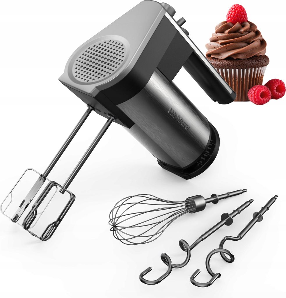 Leistungsstarker Handmixer 500 W 5 GESCHWINDIGKEITEN + 5 AUFSTECKSCHEIBEN Sanftanlauf