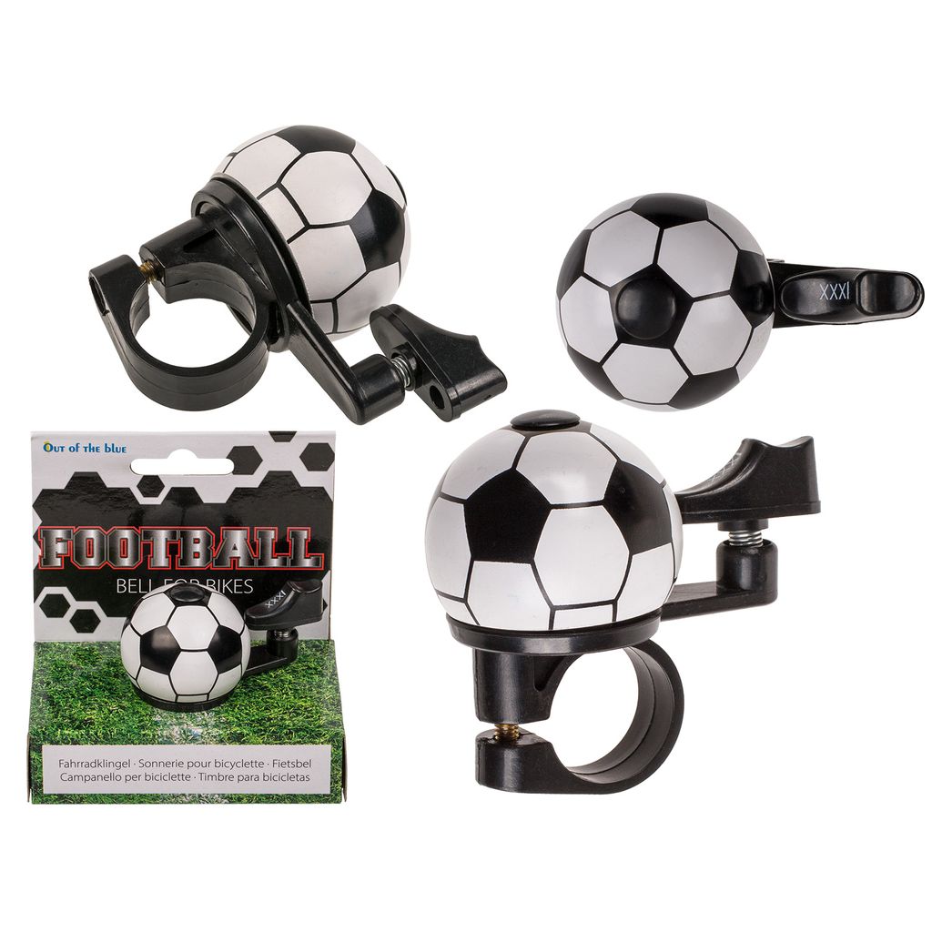 Fahrradklingel mit Fußball-Design und Produktbild 