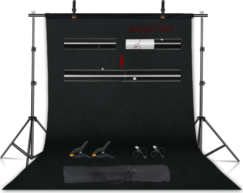 Support de fond avec traverse réglable noire 2x3m haute stabilité