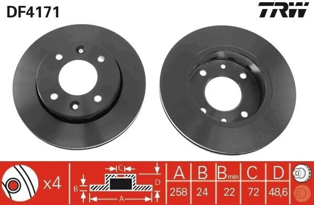 Stop aux Vibrations au Freinage : Disque TRW DF4171 pour KIA Carens I