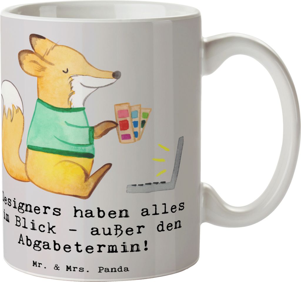 Mr. & Mrs. Panda Teetasse Designer Überblick - Grau Pastell - Geschenk, handgefertigte Geschenke, Pott, Berufsliebe, Innovation, schöne tasse, Sp...