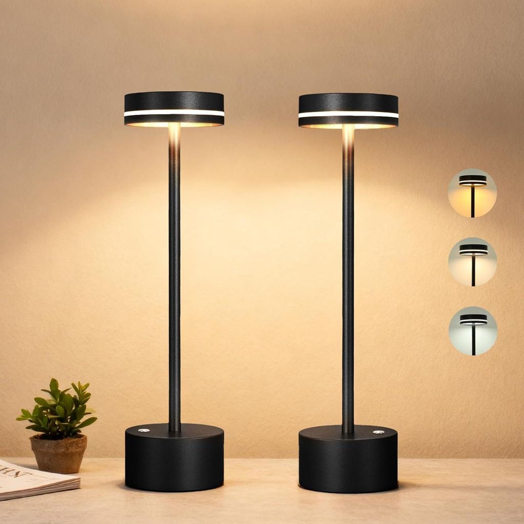 2 Stk Tischlampe,Led Tischleuchte Metall,Kabellos Dimmbar Produktbild 