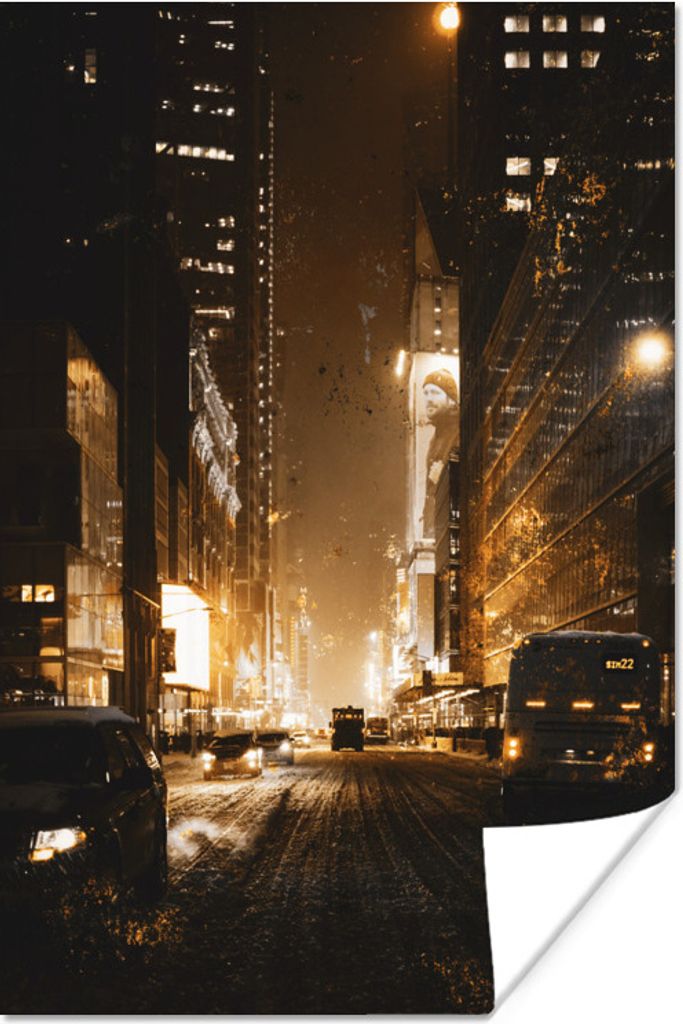 MuchoWow Poster Gold - Nacht - Stadt 40x60 cm - Plakate für die Wand - Poster Babyzimmer