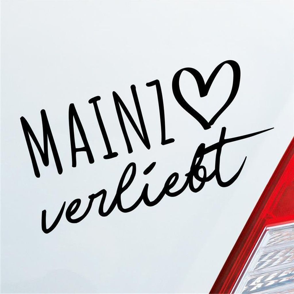 Auto Aufkleber Mainz verliebt Herz Stadt Heimat Liebe Car 19x10 cm Schwarz Glanz Sticker Heckscheibenaufkleber