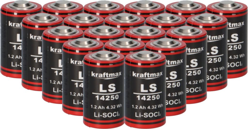 20x Kraftmax Lithium 3,6V Batterie LS14250 1/2 AA - Zelle