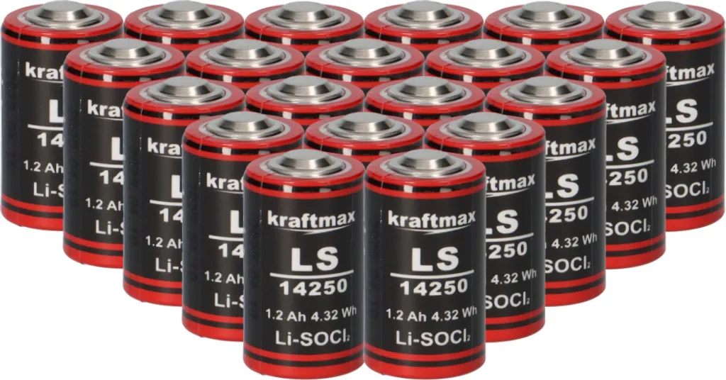 20x Piles Kraftmax Lithium 3,6V LS14250 1/2 AA Cellules Haute Densité