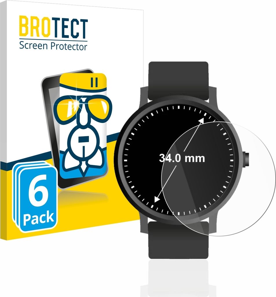 6x BROTECT Schutzglas für Armbanduhren (Kreisrund, ø: 34 mm) Schutzfolie Panzer Folie Glas Display Schutz klar