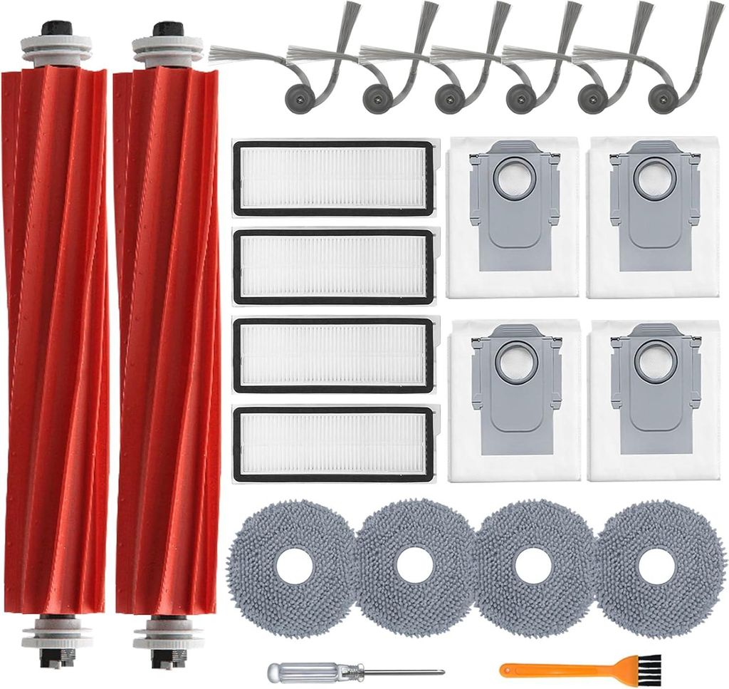 Zubehör für Roborock QV 35A/QV 35S/QR 598/QR 798 Staubsauger, Ersatzteile mit 2 Hauptbürste, 4 Hepa Filter, 4 Wischpads, 4 Staubbeutel, 6 Seiten...