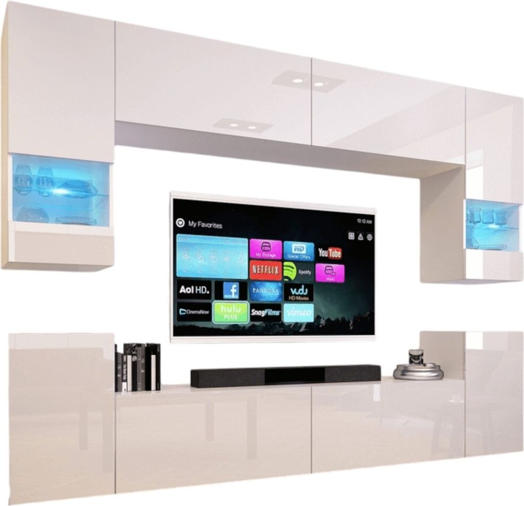 Meublorama FH-C27-27-HG-W-2-1A+2-KLIPEX-2SQUERE-RGB*9C/116KG, 6 Regale, 8 Tür(en), Weiß, Mitteldichte Faserplatte (MDF), 350 mm, 2400 mm