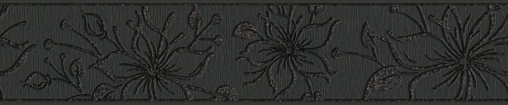 Bordüre 3466-12 Vinyl selbstklebend Blume schwarz Glitzer 5 Produktbild 
