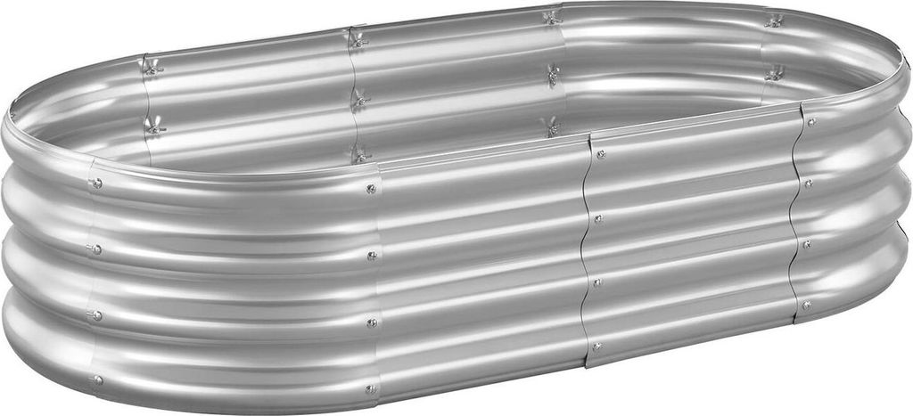 Metall-Hochbeet, 1,2 x 0,6 x 0,3 m, ovaler, verzinkter Pflanzkasten für den Außenbereich, offenes Bodendesign, großes Hochbeet für den Anbau vo...