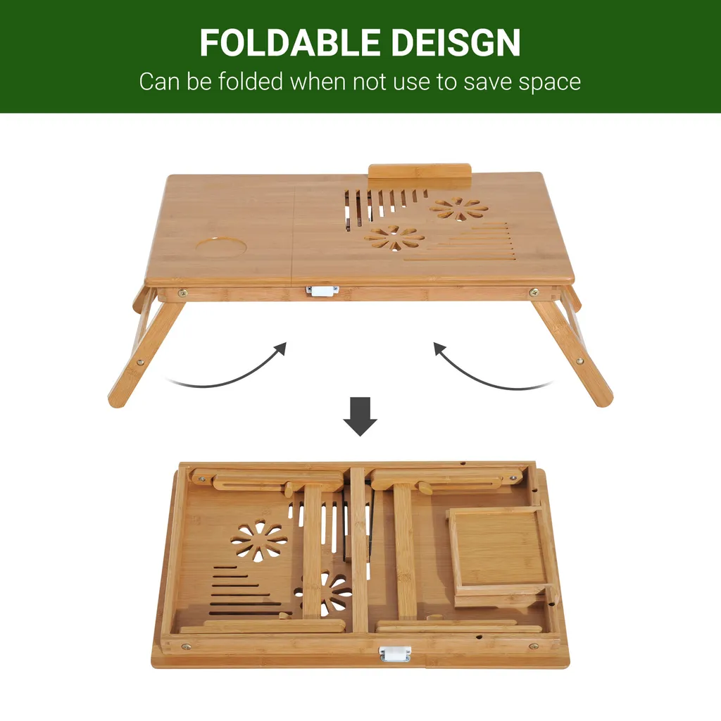 Plateau pour ordinateur pliable, table d'appoint de lit réglable - 4