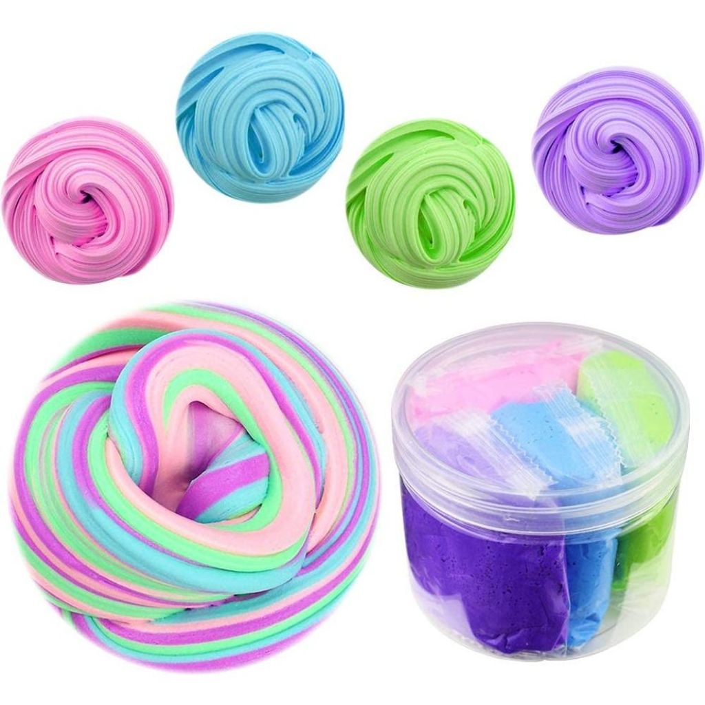 4 Farben Fluffy Fluff Floam Slime Schleim für Stressabbau Baby DIY Spielzeug Kit 