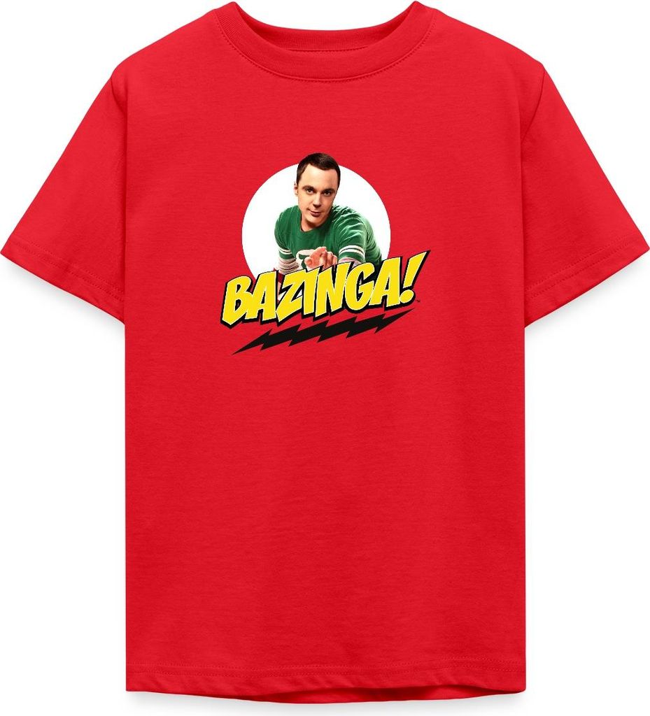Spreadshirt The Big Bang Theory Spruch Bazinga Teenager T-Shirt, 134/146 (9-11 Jahre), Rot