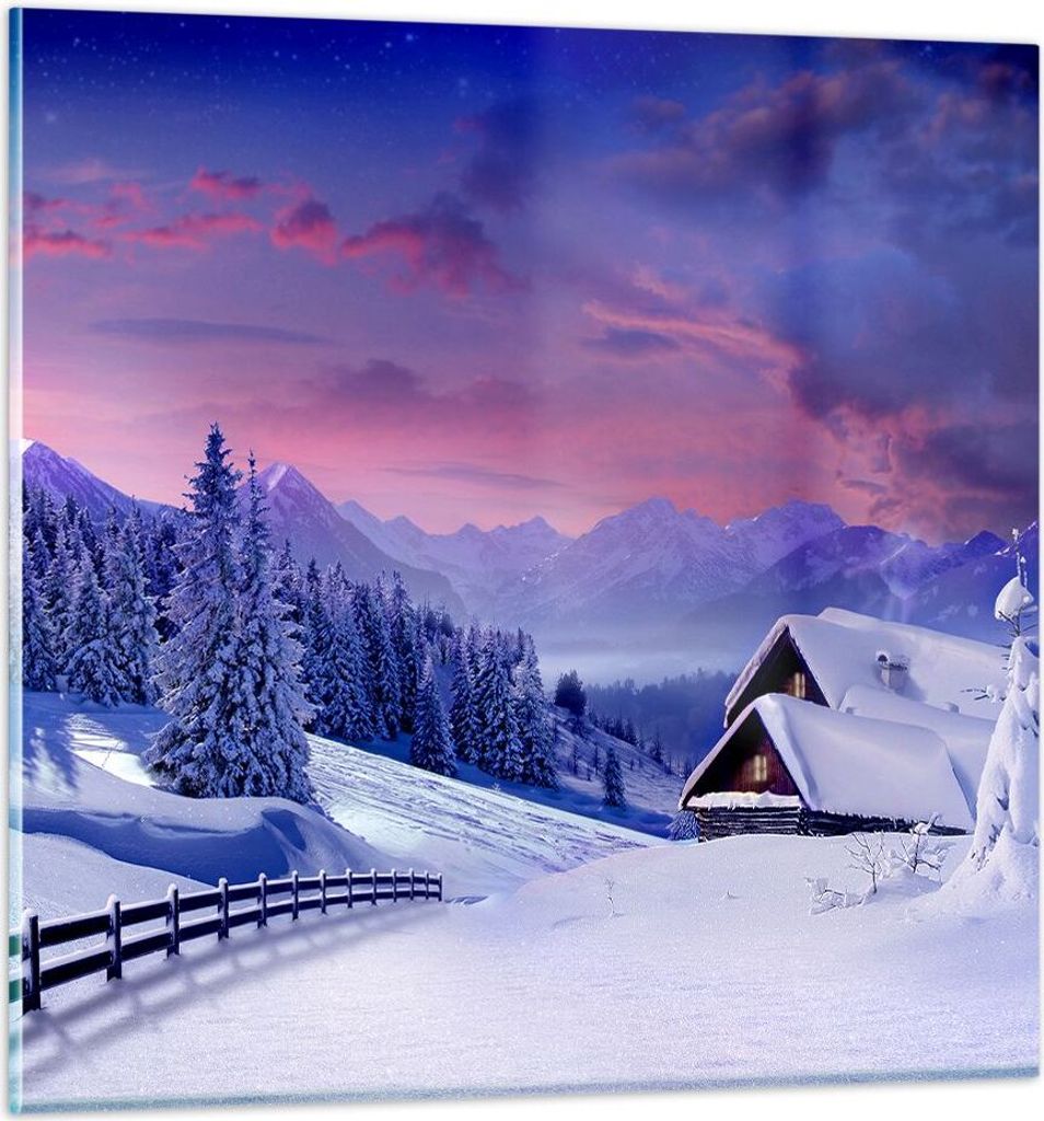 Bilder auf glas - Winter Landschaft Frost Schnee - 30x30cm - Glasbilder - Wandbilder - Kunstdruck - zum Aufhängen bereit - Wanddekoration aus Glas...
