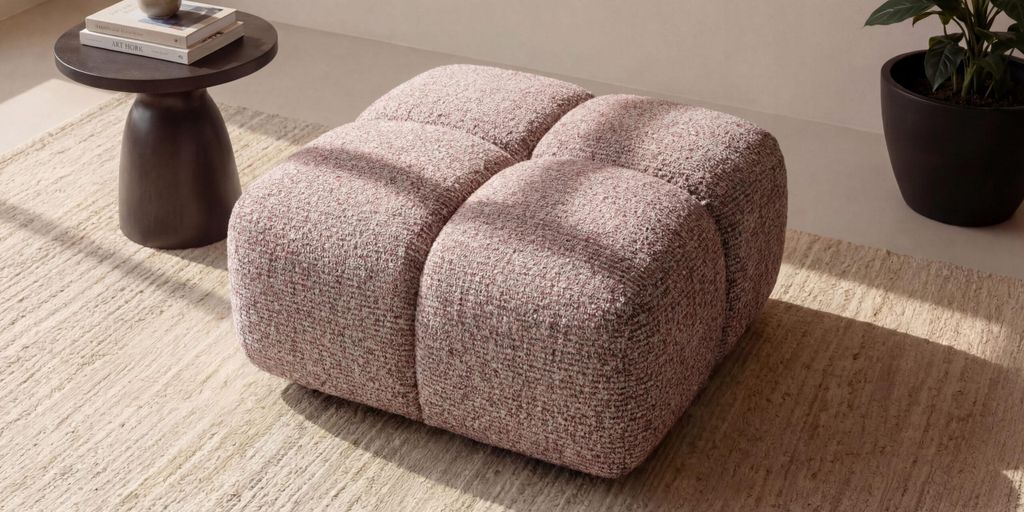 Kaiser Möbel Hocker, Pouf, Chenille Stoff Puente, Purpur, Averro