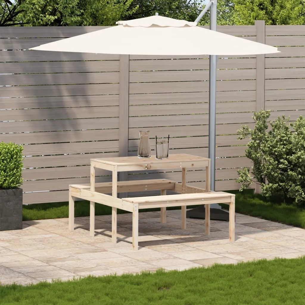 Tavolo da Picnic 110x134x75 cm in Legno di Pino Massiccio per Giardino - 3