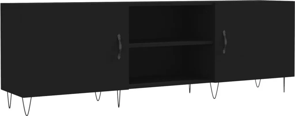 Mobile TV Nero 150x30x50 cm Legno Moderno - Supporto TV Robusto